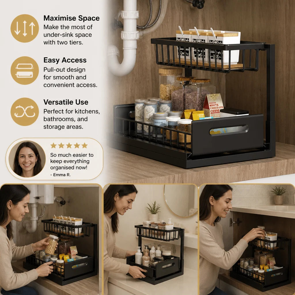 Under-Sink Organizer 2-Tier Pull-Out Storage