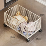 Underbed Storage Basket Metal Mesh Locking Wheels
