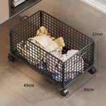Underbed Storage Basket Metal Mesh Locking Wheels