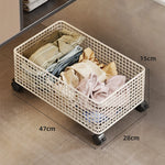 Underbed Storage Basket Metal Mesh Locking Wheels