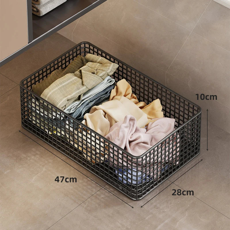 Underbed Storage Basket Metal Mesh Locking Wheels