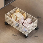 Underbed Storage Basket Metal Mesh Locking Wheels