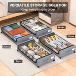 Underbed Storage Box Lockable Wheels & Clear Window