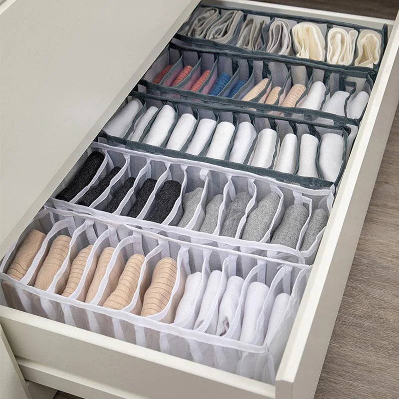 Underwear & Sock Organizer Multi-Compartment Nylon Mesh Odor-Resistant