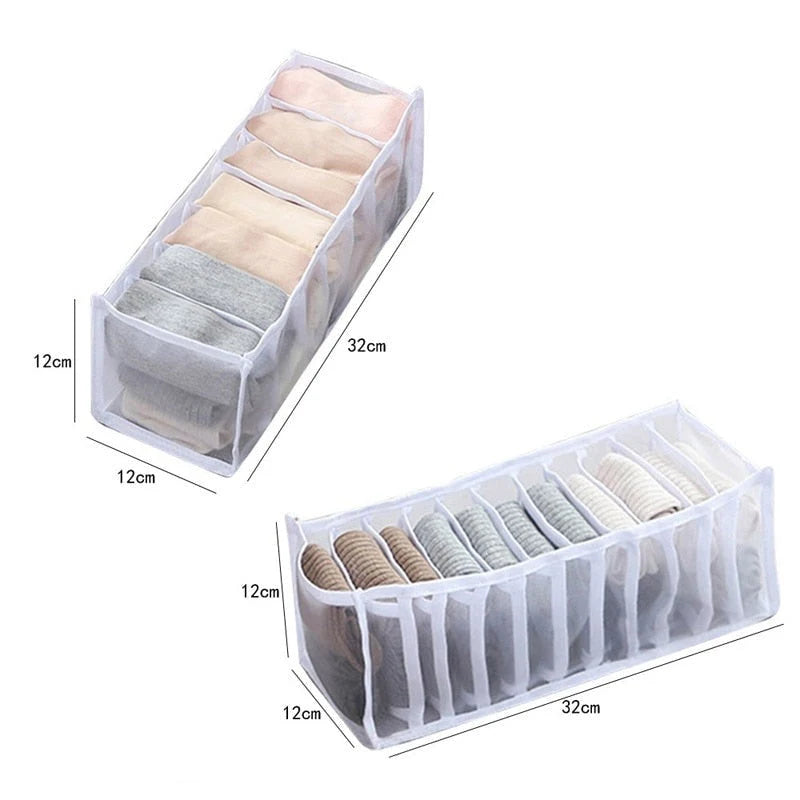 Underwear & Socks Drawer Organizer 2-Pack Multi-Compartment Foldable