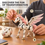 Unicorn Figure Transforming Mechanical Egg to Winged Unicorn