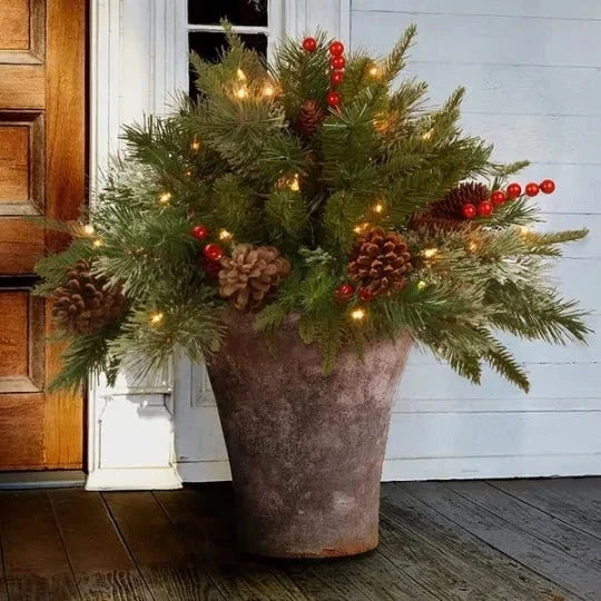 Urn Filler Evergreen Battery-Powered LEDs With Timer