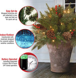 Urn Filler Evergreen Battery-Powered LEDs With Timer