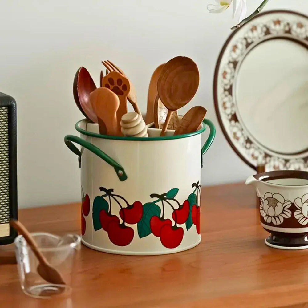 Utensil Holder Enamel Cast Iron Internal Divider