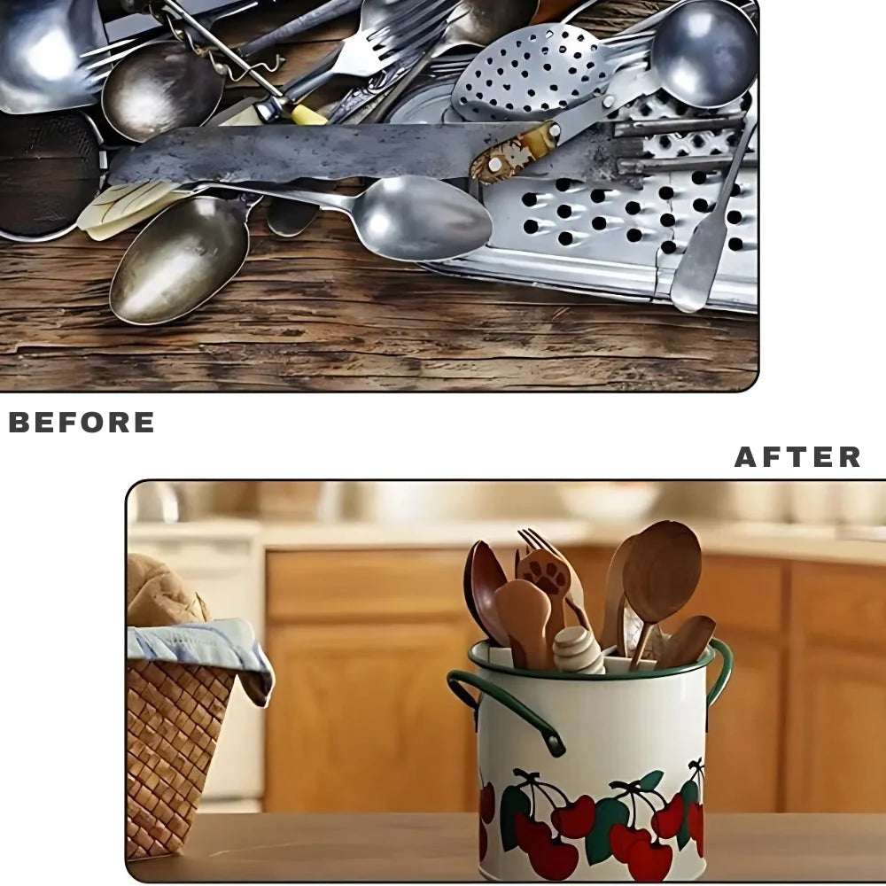 Utensil Holder Enamel Cast Iron Internal Divider