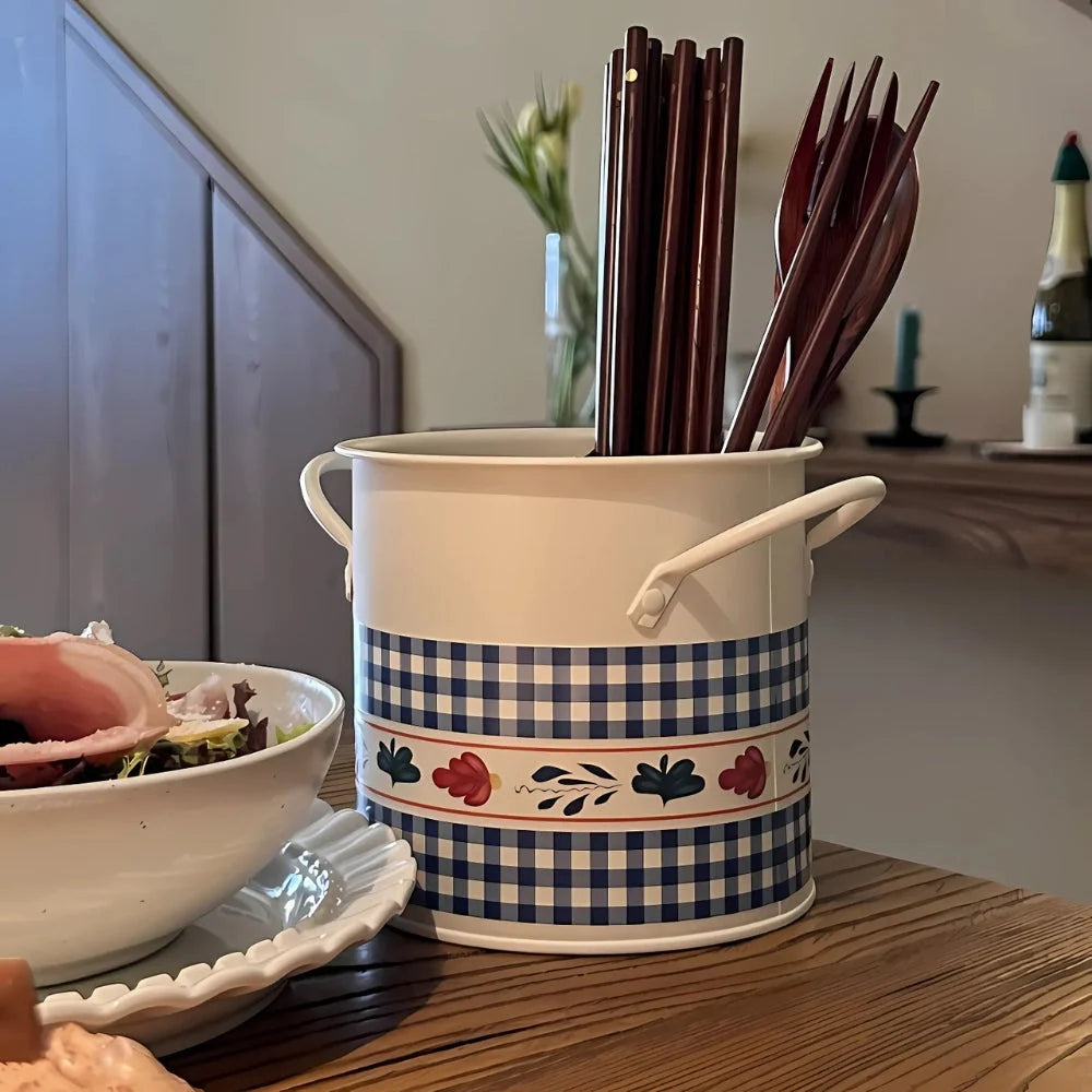 Utensil Holder Enamel Cast Iron Internal Divider