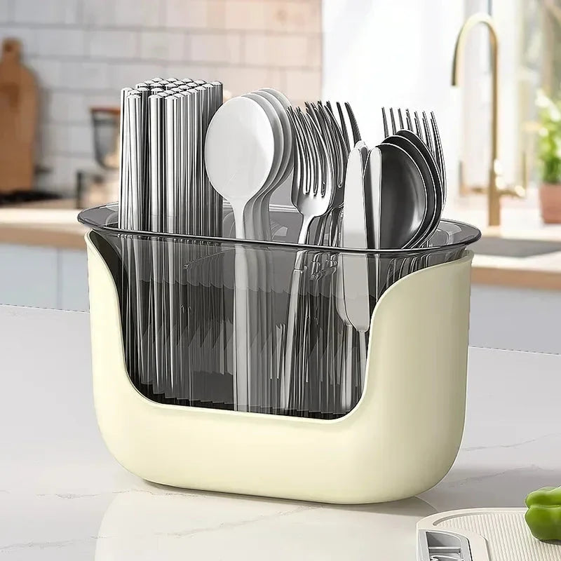 Utensil Holder Multi-Compartment Vented Drainage Space-Saving Design