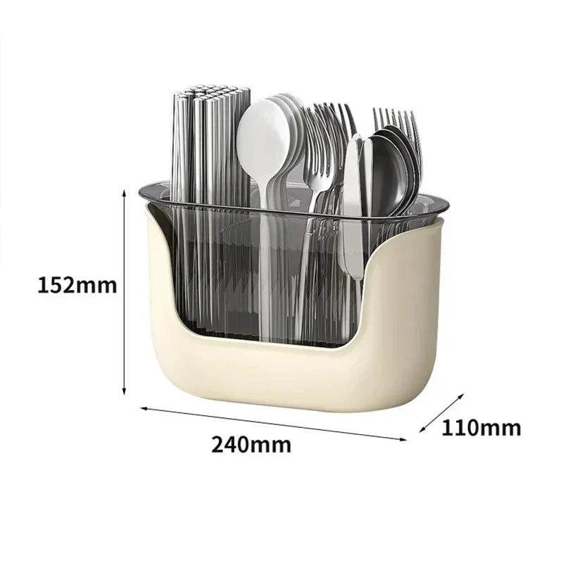 Utensil Holder Multi-Compartment Vented Drainage Space-Saving Design