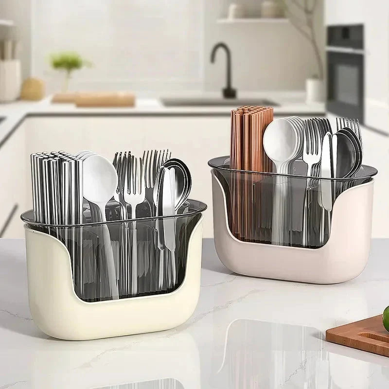 Utensil Holder Multi-Compartment Vented Drainage Space-Saving Design