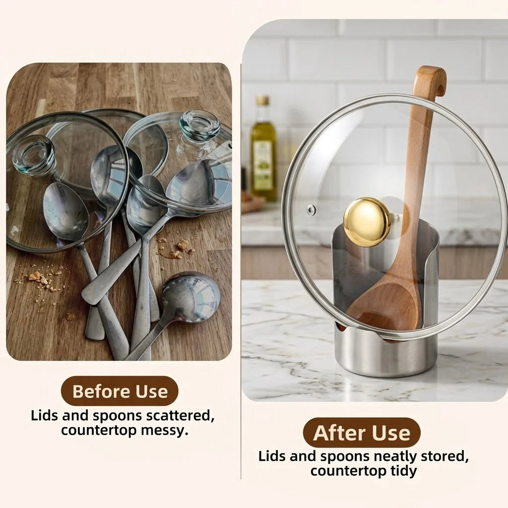 Utensil Holder Stainless Steel Space-Saving Countertop Organizer