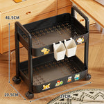 Utility Cart 3-Tier Perforated Trays Locking Swivel Casters