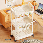 Utility Cart 3-Tier Perforated Trays Locking Swivel Casters