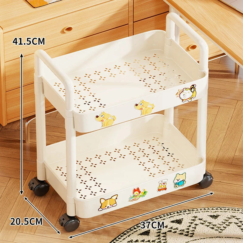 Utility Cart 3-Tier Perforated Trays Locking Swivel Casters