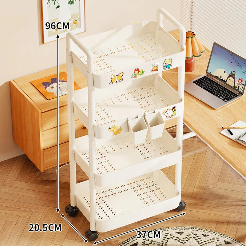 Utility Cart 3-Tier Perforated Trays Locking Swivel Casters