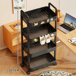 Utility Cart 3-Tier Perforated Trays Locking Swivel Casters