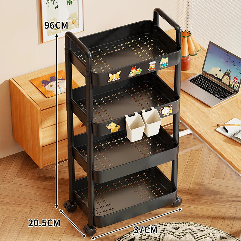 Utility Cart 3-Tier Perforated Trays Locking Swivel Casters