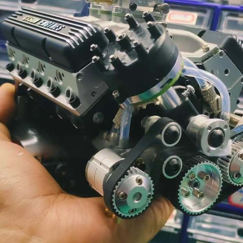 V8 Engine Kit Working Gasoline-Powered CNC-Machined Metal