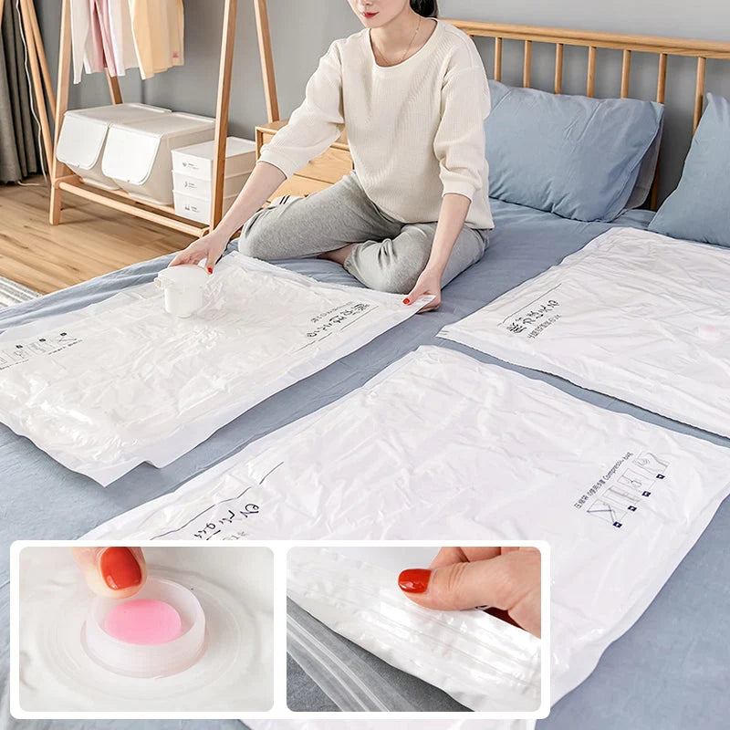 Vacuum Compression Bag Triple-Seal Valve & Double Zipper