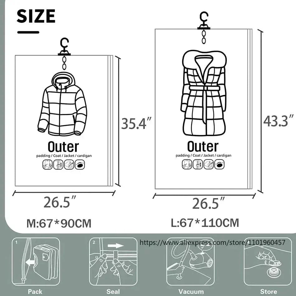 Vacuum Storage Bags Hanging Space-Saving Dustproof & Moisture-Resistant