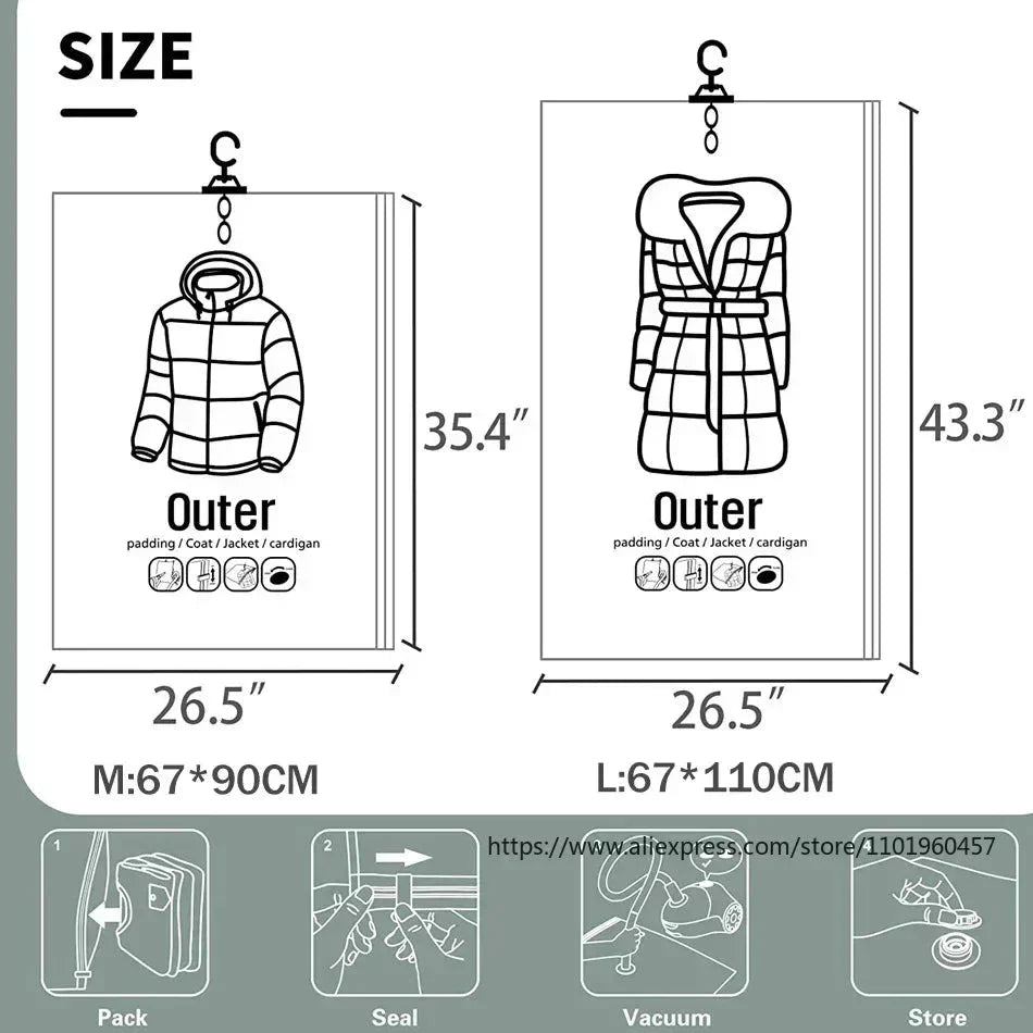 Vacuum Storage Bags Space-Saving Airtight Reusable