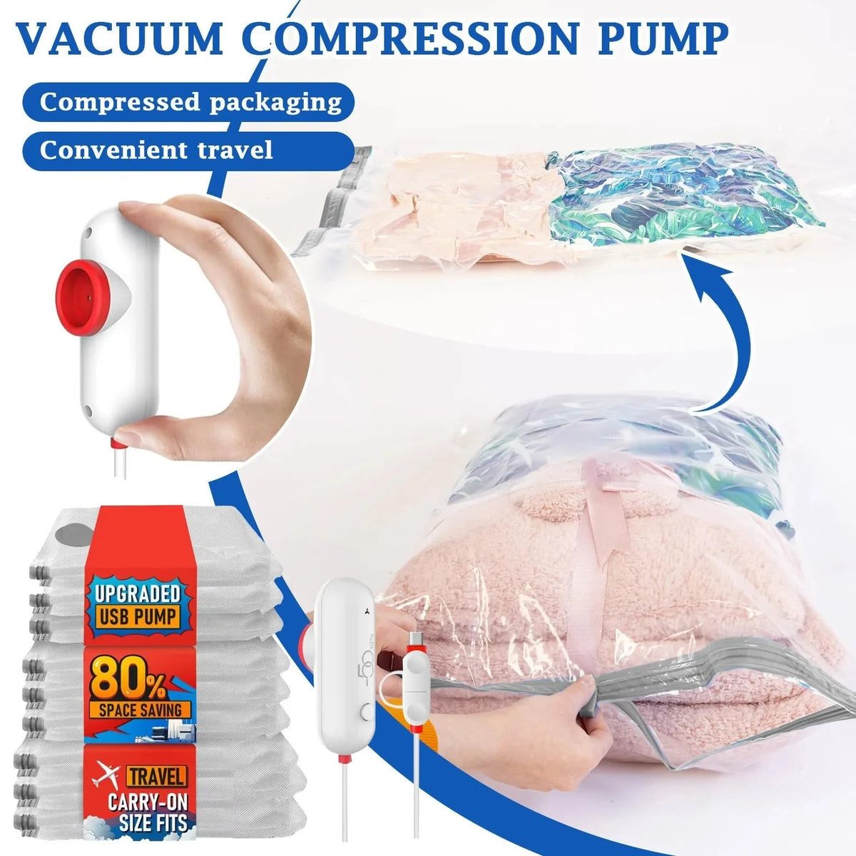 Vacuum Storage Bags Space-Saving Compression Double-Seal Valve