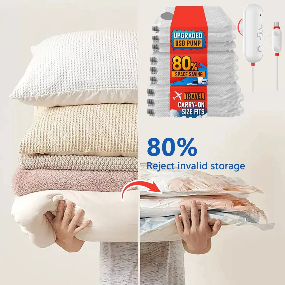 Vacuum Storage Bags Space-Saving Compression Double-Seal Valve