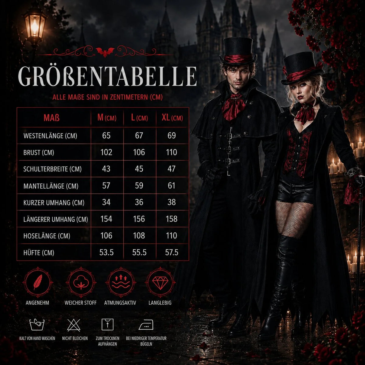 Vampire Costume Classic Halloween Style Easy To Wear