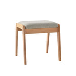 Vanity Stool Solid Wood Frame Padded Linen Seat