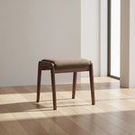 Vanity Stool Solid Wood Frame Padded Linen Seat