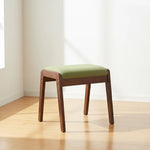 Vanity Stool Solid Wood Frame Padded Linen Seat