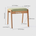 Vanity Stool Solid Wood Frame Padded Linen Seat