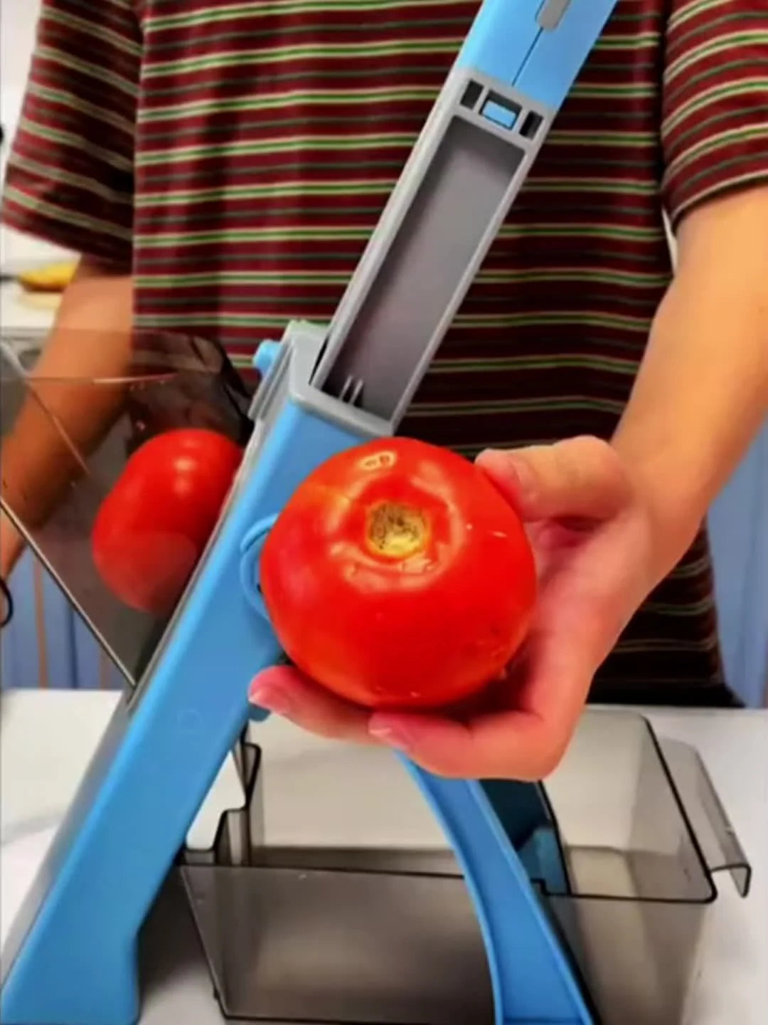Vegetable Chopper Adjustable Stainless Steel Blade with Collection Tray & Hand Guard