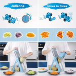 Vegetable Chopper Adjustable Stainless Steel Blade with Collection Tray & Hand Guard