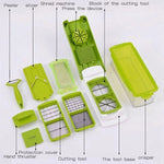 Vegetable Chopper Built-In Storage Container Stainless Steel Blades