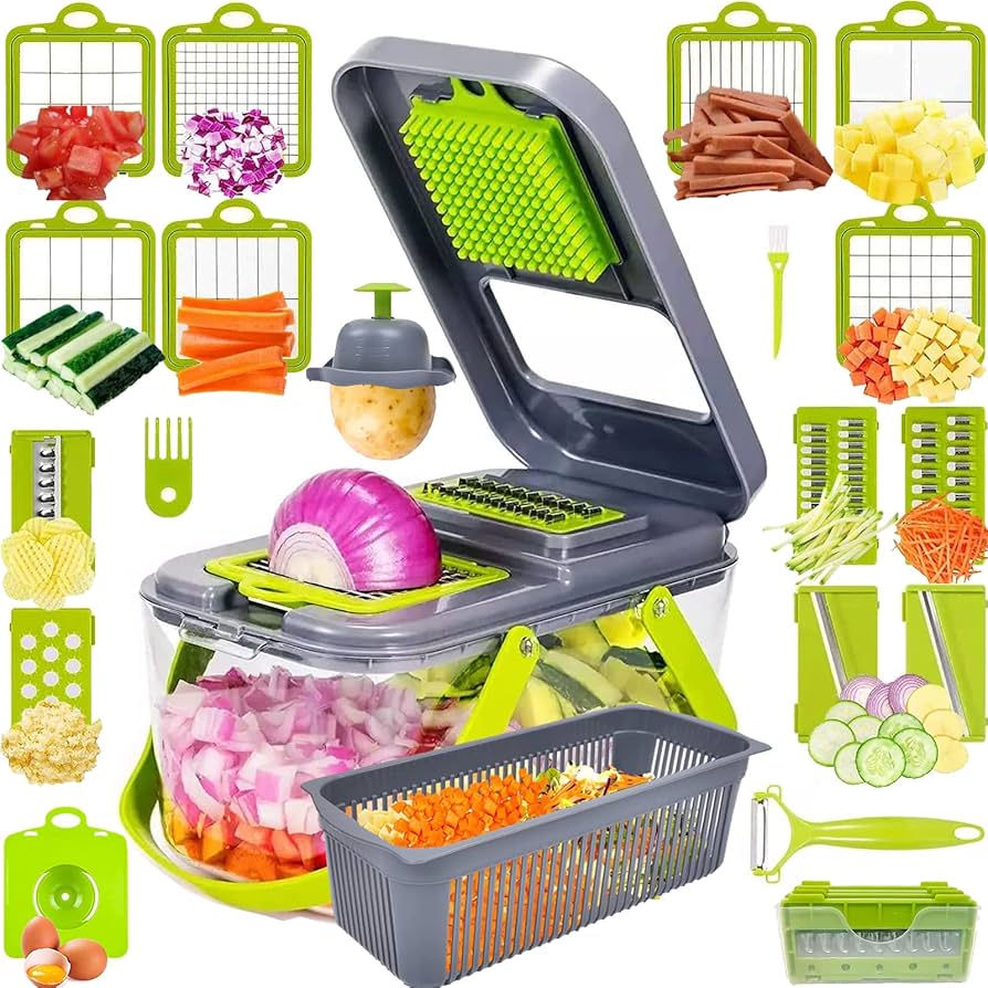 Vegetable Slicer & Chopper 18-Function Built-In Container