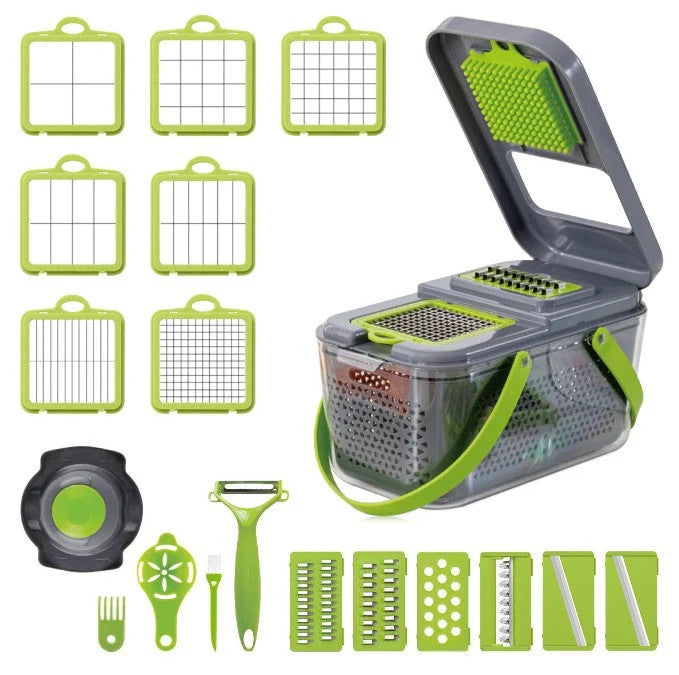 Vegetable Slicer & Chopper 18-Function Built-In Container