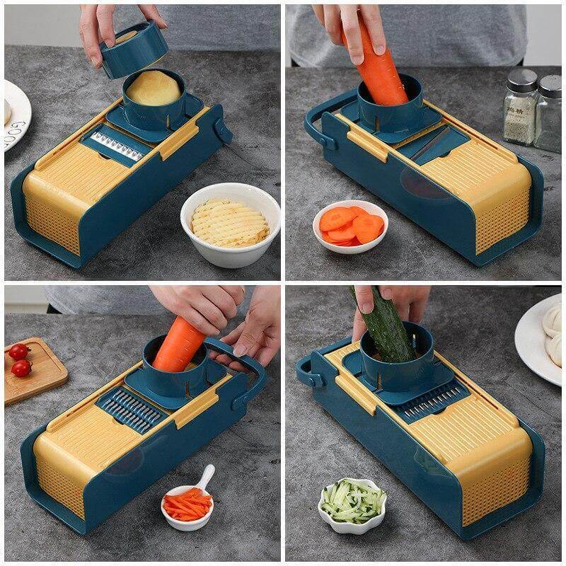 Vegetable Slicer Four Interchangeable Blades Detachable Container