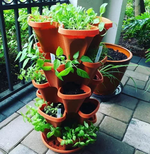 Vertical Garden Planter Stackable Self-Draining Wheeled Base