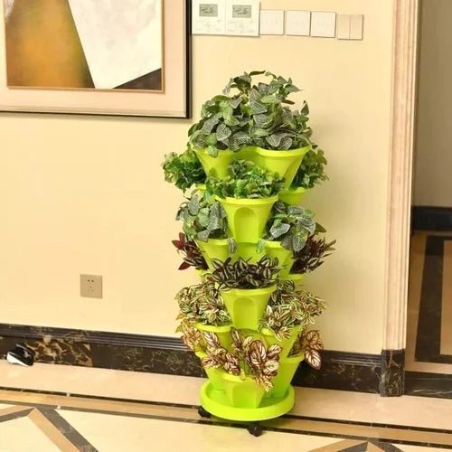 Vertical Garden Planter Stackable Self-Draining Wheeled Base