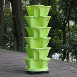 Vertical Garden Planter Stackable Self-Draining Wheeled Base