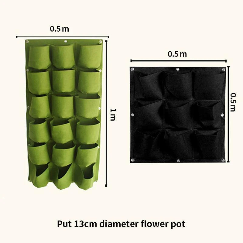 Vertical Hanging Planter Water-Retaining Felt 9 or 18 Pockets