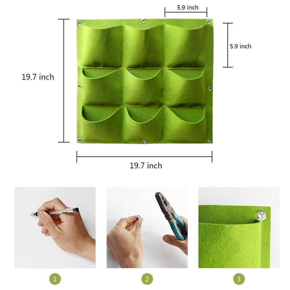 Vertical Hanging Planter Water-Retaining Felt 9 or 18 Pockets