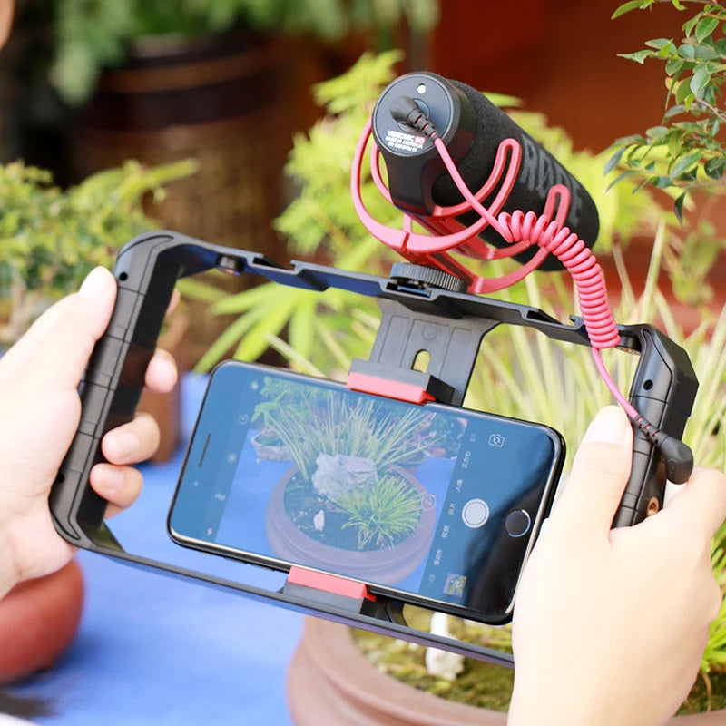 Video Camera Stabilizer Rig Microphone & Light Mounts Tripod Compatible