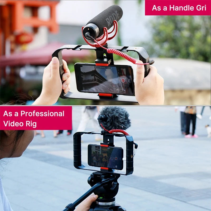 Video Camera Stabilizer Rig Microphone & Light Mounts Tripod Compatible