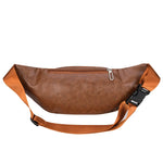 Waist Bag Genuine Leather Multiple Zippered Compartments Adjustable Strap
